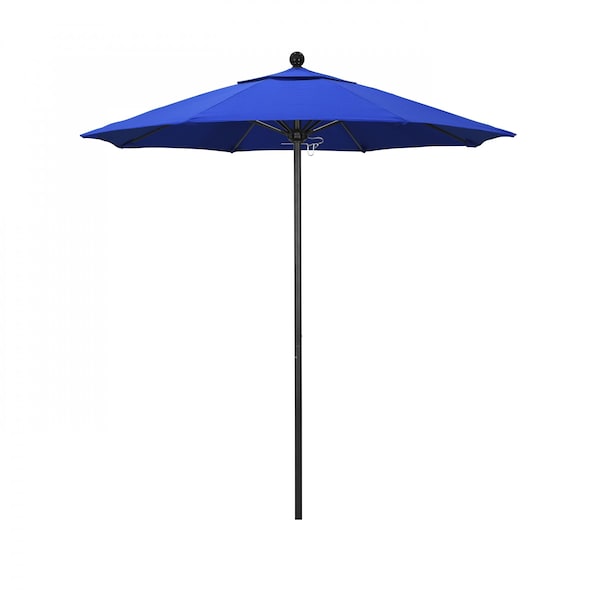 California Umbrella 7.5' Black Aluminum Market Patio Umbrella, Sunbrella Pacific Blue 194061334256 - main